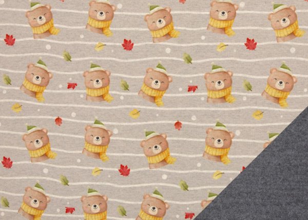 Isla alphensweat grey with bears by Swafing Inside Fleece mottled grey